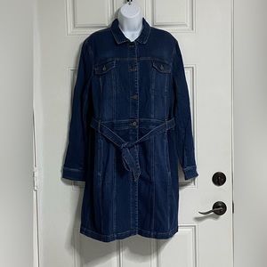 🌺 J. JILL Dark Wash Stretch Denim Shirt Dress